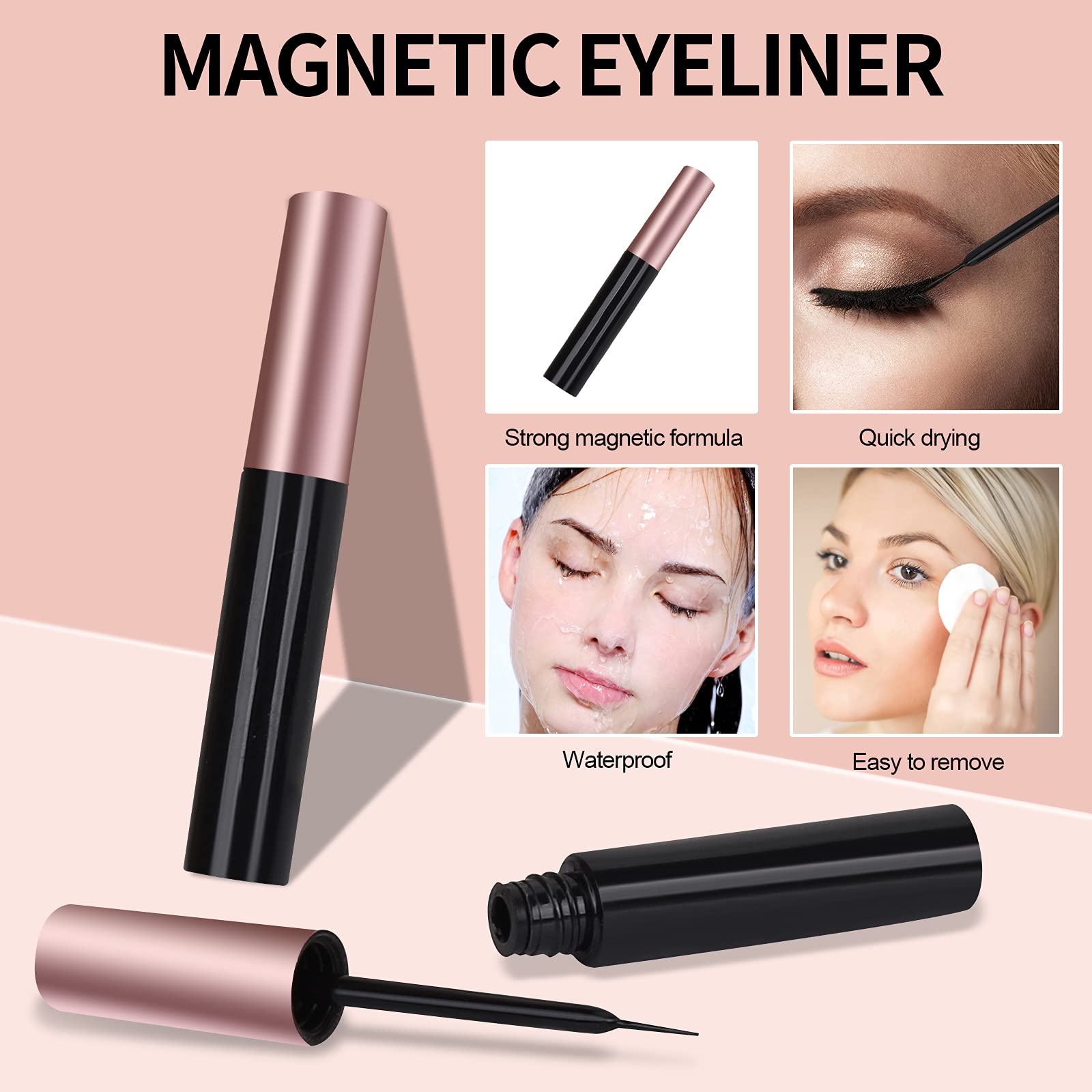 Application facile avec le liner aimant BILEYCHA pour cils magnétiques.
