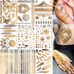 Tatouage Bilizar 9 feuilles or flash – doré et durable sur la peau.