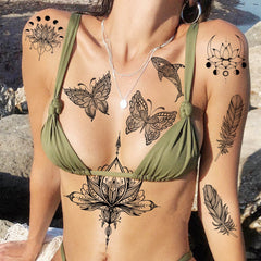 Bilizar motif tribal noir avec dentelle, pour une allure audacieuse et chic.