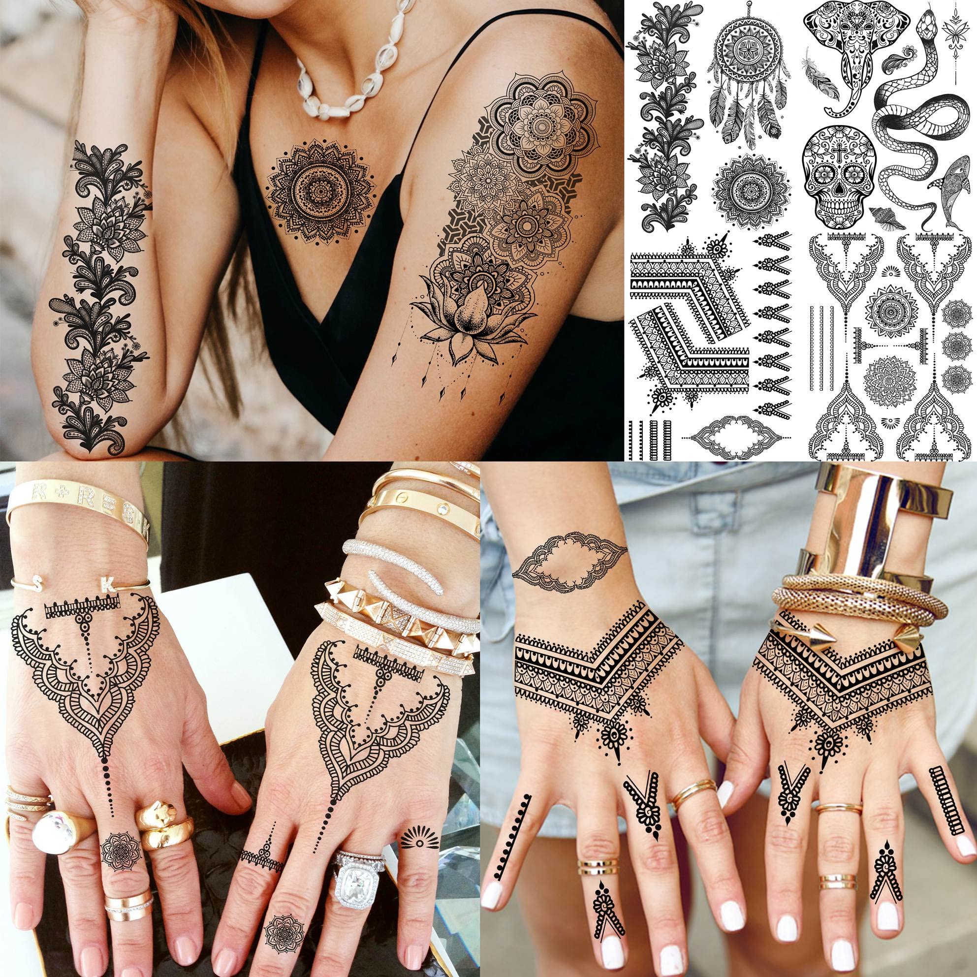 Bilizar petits tatouages temporaires noirs, idéaux pour petites zones et selfies.