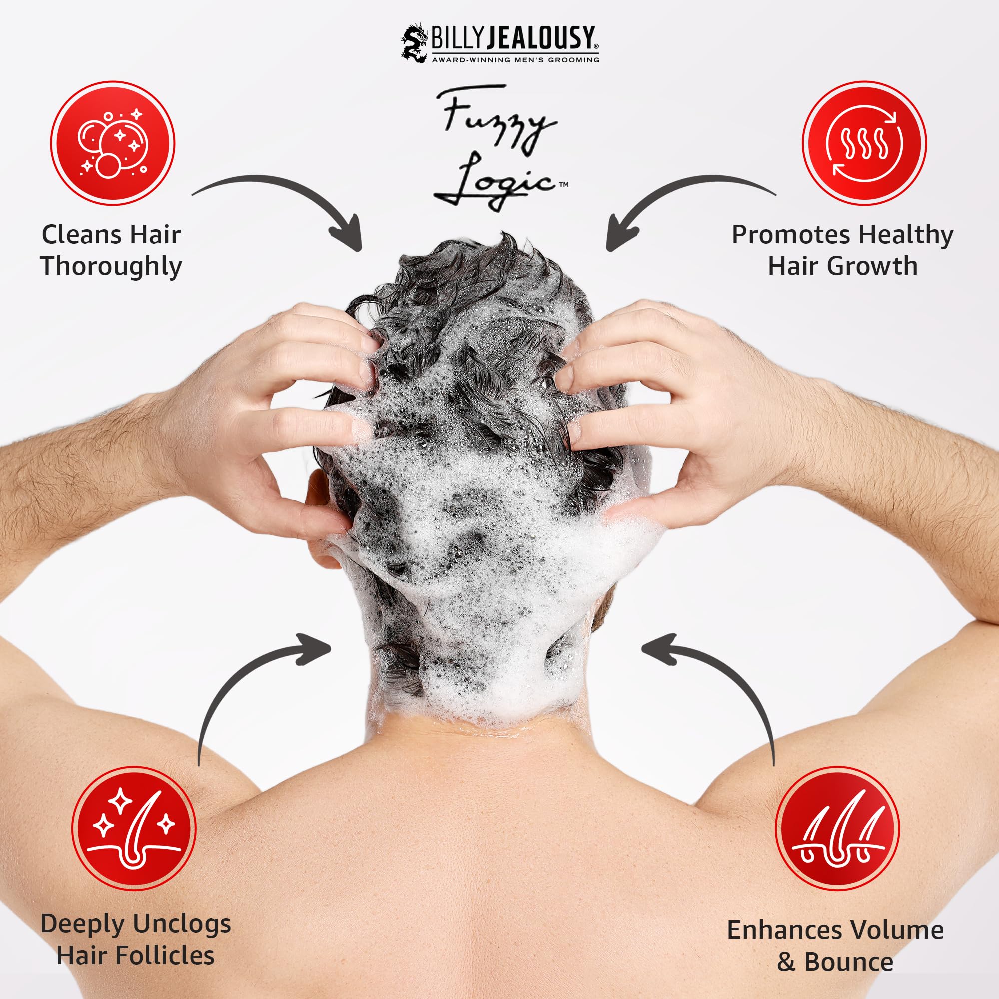 Billy Jealousy Fuzzy Logic Massage cuir chevelu favorise la circulation
