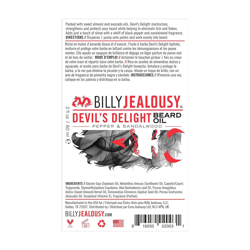 Billy Jealousy Délice du Diable: parfum poivre noir et santal rafraîchissant.