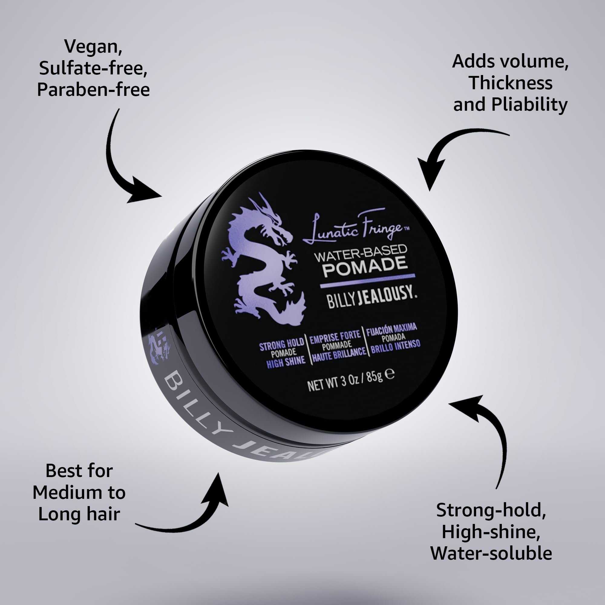 Application sur cheveux humides pour un look soigné avec Lunatic Fringe Pomade.