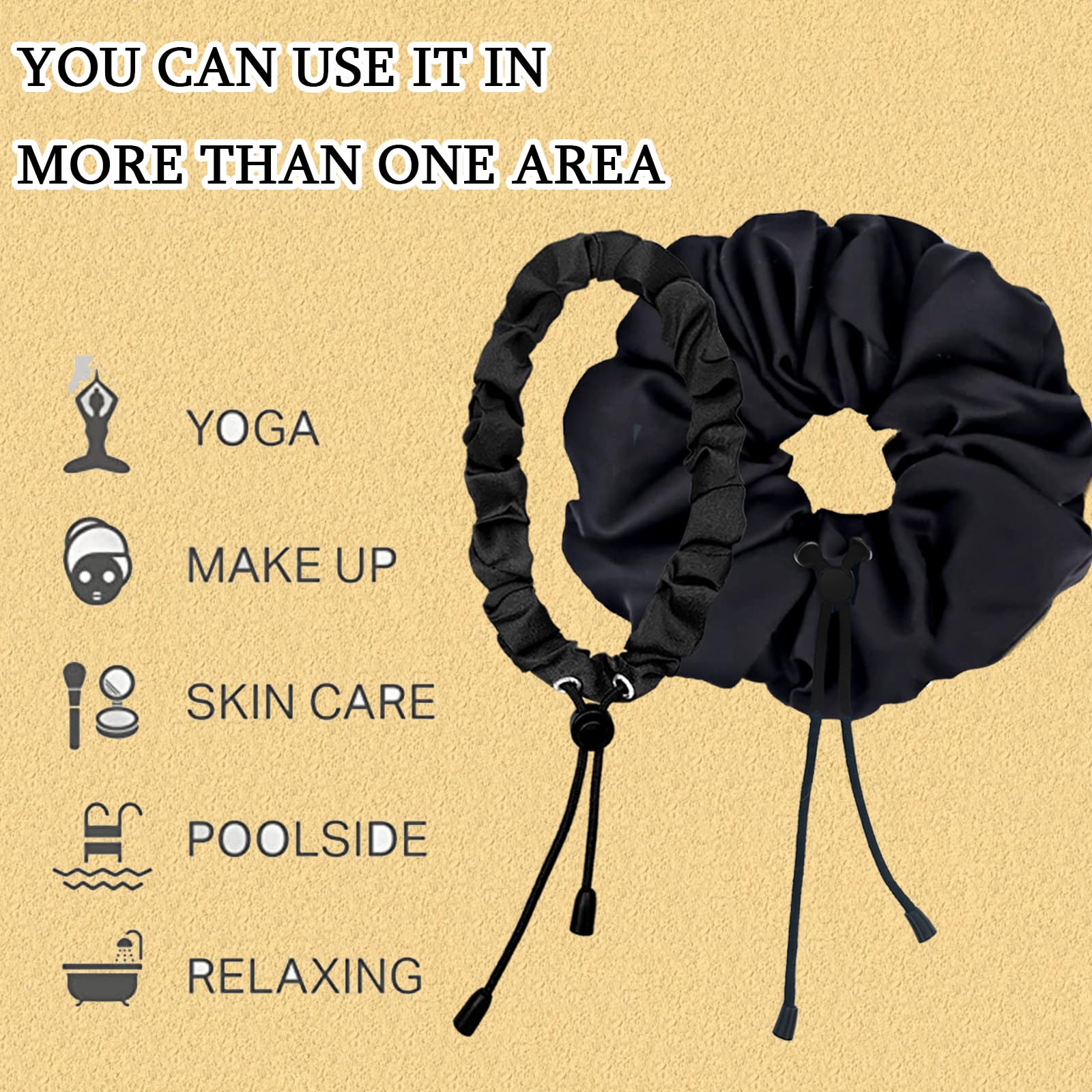 BINCUBE scrunchie satin doux sur cheveux bouclés, réduction des frottements