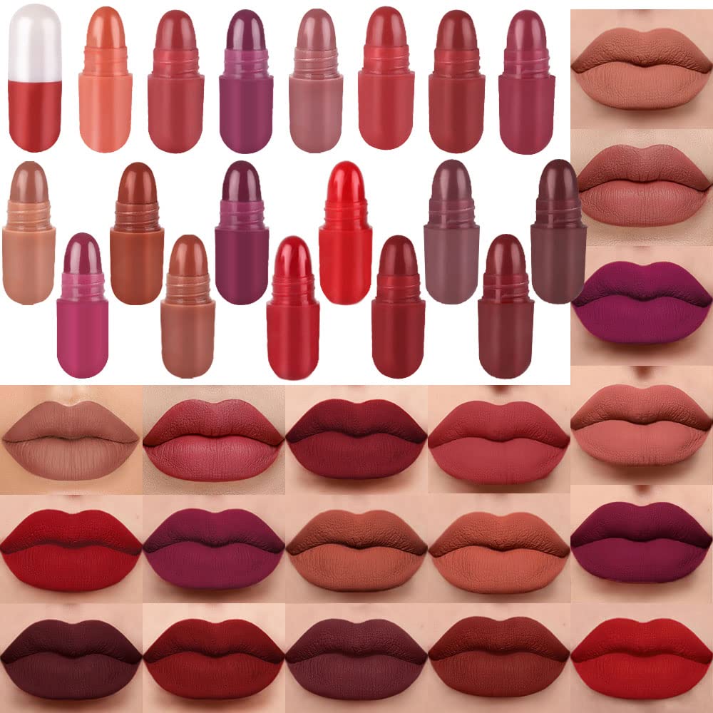 BINGBRUSH 18-pcs rouges à lèvres capsules, palette variée pour tous les looks, longue tenue