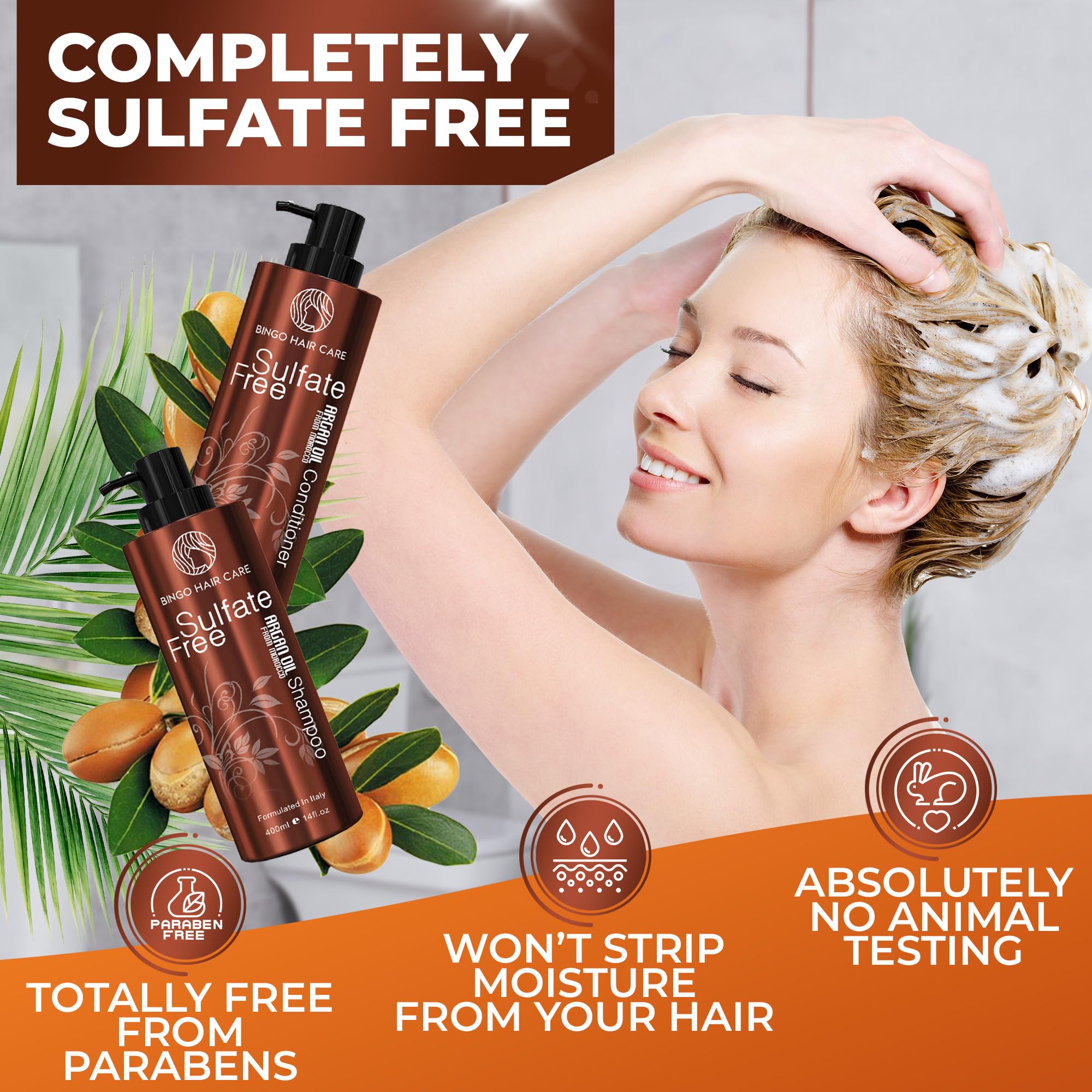 Brillance anti-frizz Bingo Hair Care argan marocain pour un look lisse