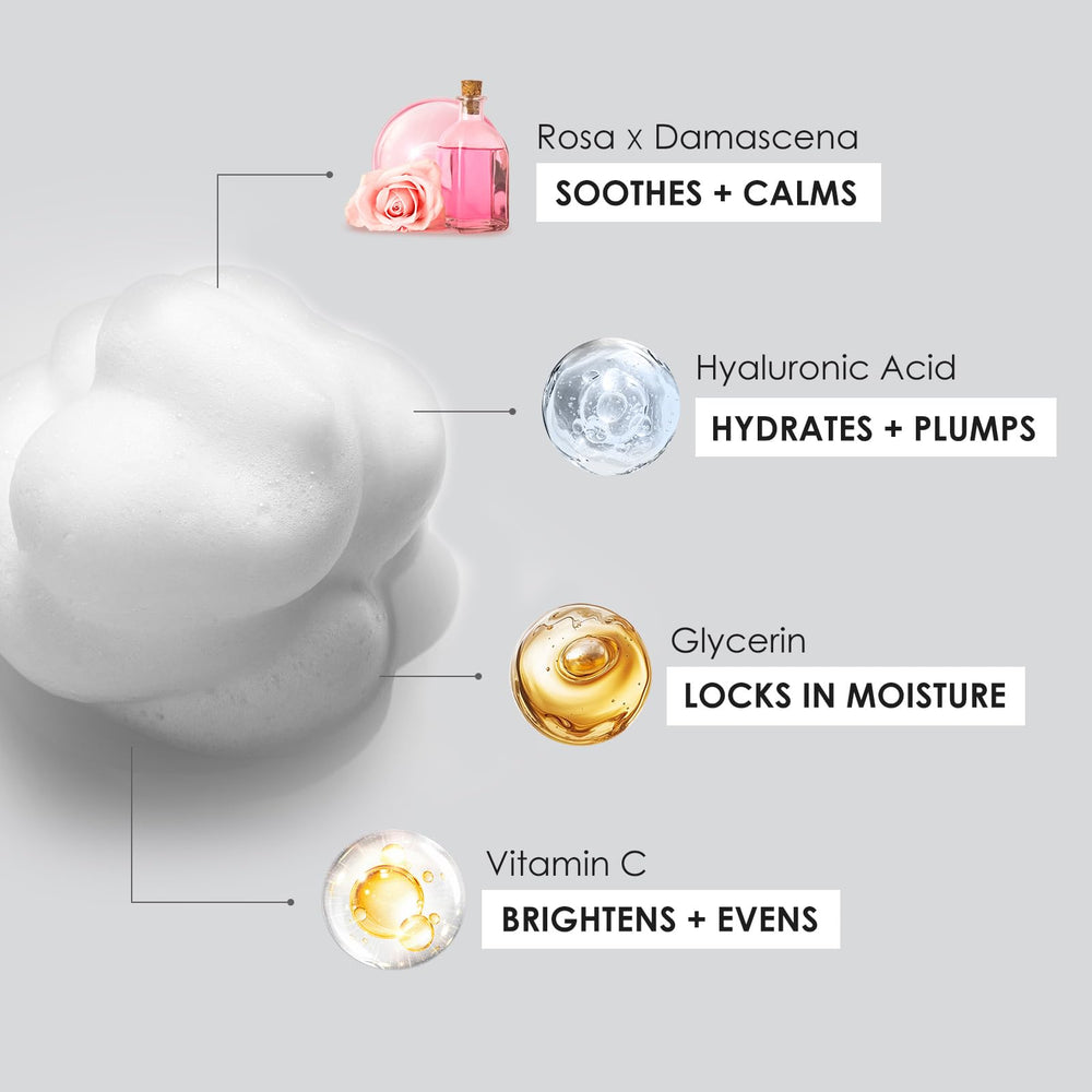 BIOCHEM – Mousse-visage-rose-vitamine-c-hyaluronique apporte hydration et éclat naturel.