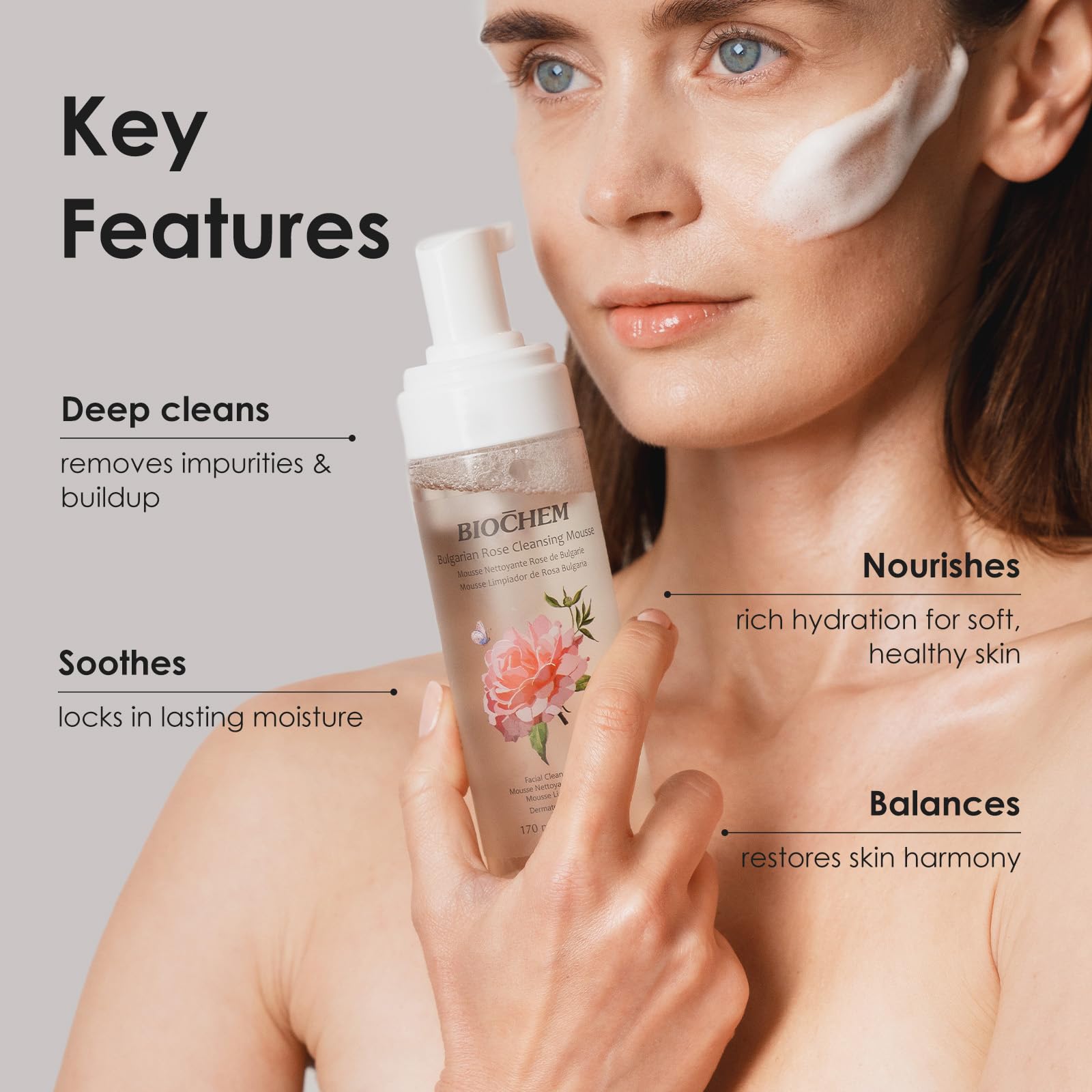 BIOCHEM – Rose-bulgarienne-hydratante nourrit et protège la barrière cutanée avec douceur.