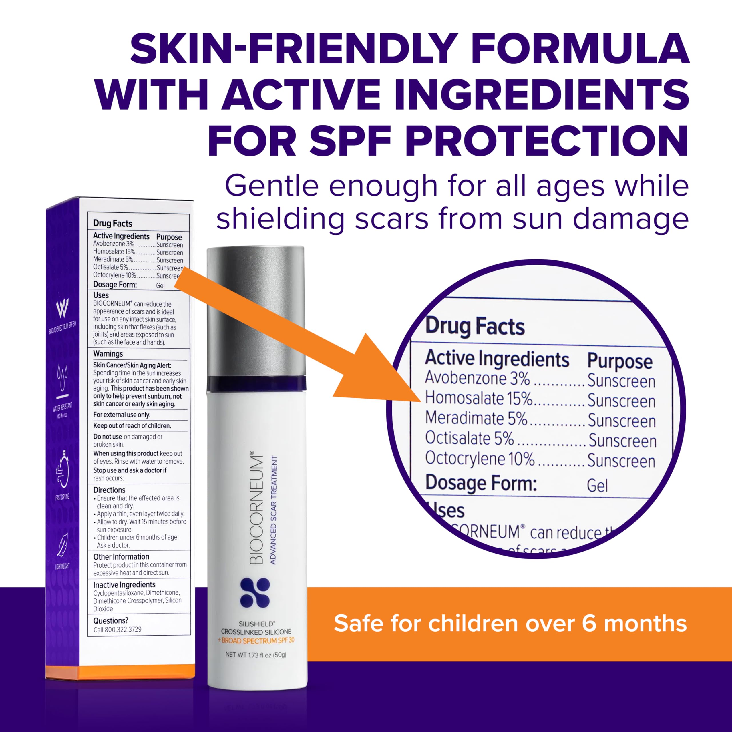 Silicone professionnel soutenant l’apparence de la peau autour de la cicatrice.
