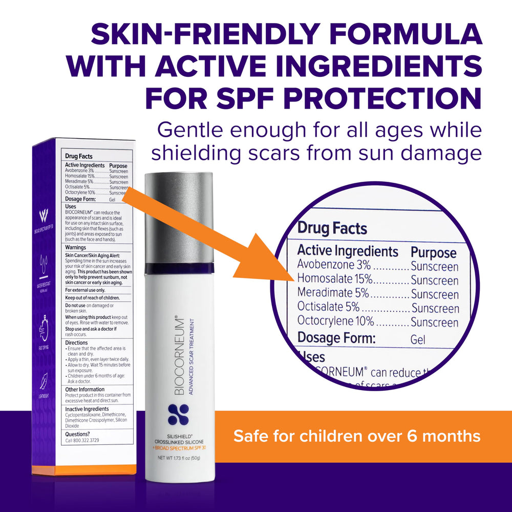 Silicone professionnel soutenant l’apparence de la peau autour de la cicatrice.