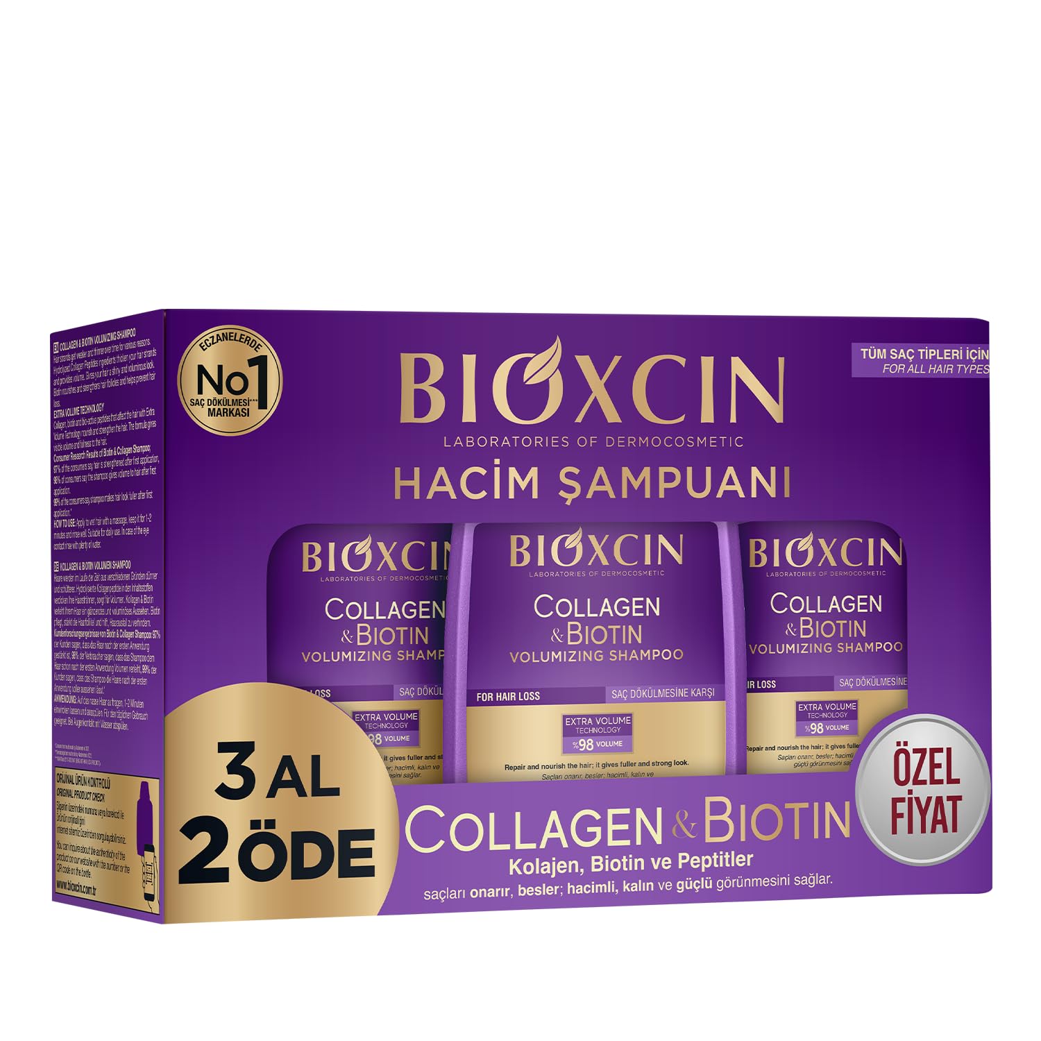 BIOXCIN Shampoing Collagène et Biotine en bouteille, pour volume et brillance.