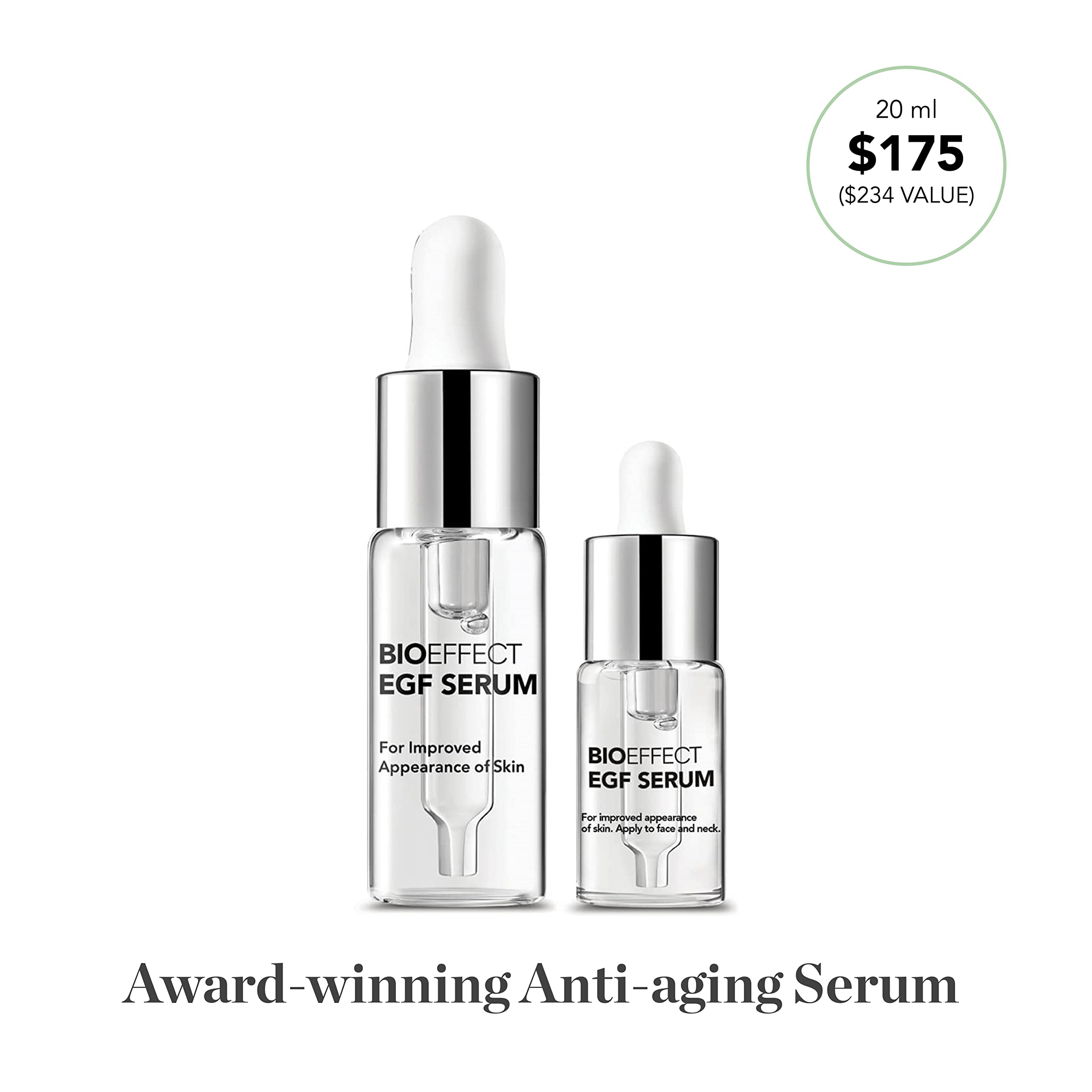 Bioeffect EGF Sérum – application matin et soir pour peau radieuse.