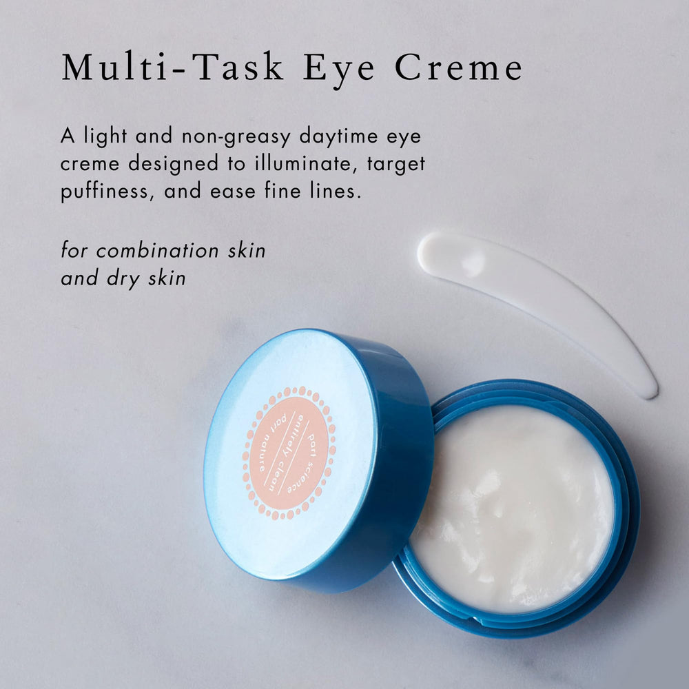 Texture crème yeux légère prête à l'application sur le contour des yeux.