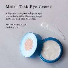 Texture crème yeux légère prête à l'application sur le contour des yeux.