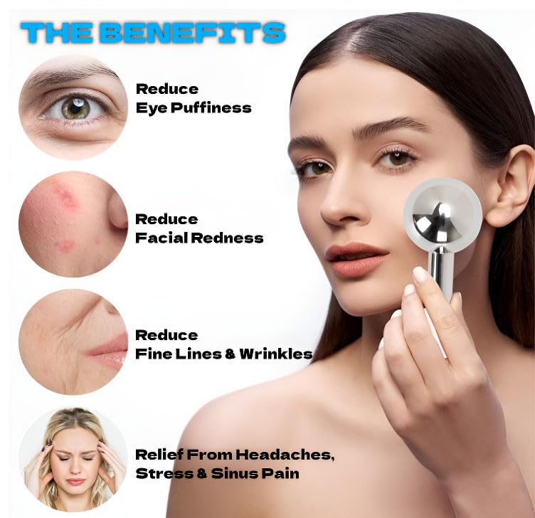 BIOESTHE globe de glace – design ergonomique pour un massage du visage confortable.