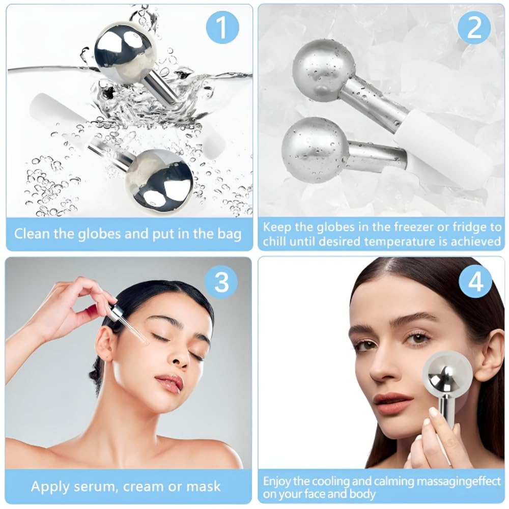 BIOESTHE globe de glace – pack deux avec support caoutchouc pour chaleur des mains.