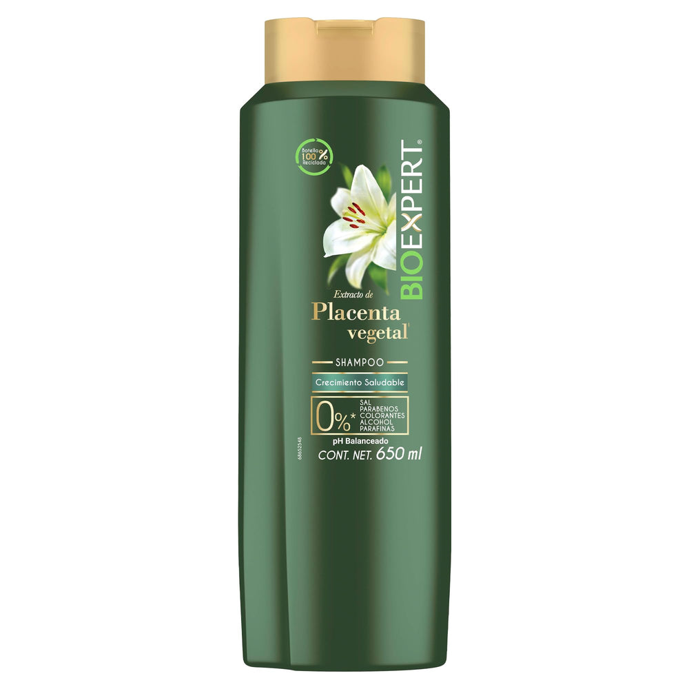 Bioexpert Shampoing Extrait Placenta Vegetal, flacon 650 ml pour nourrir les cheveux.