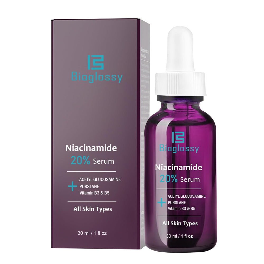 Soin quotidien Bioglossy Niacinamide, visage prêt à l’emploi.