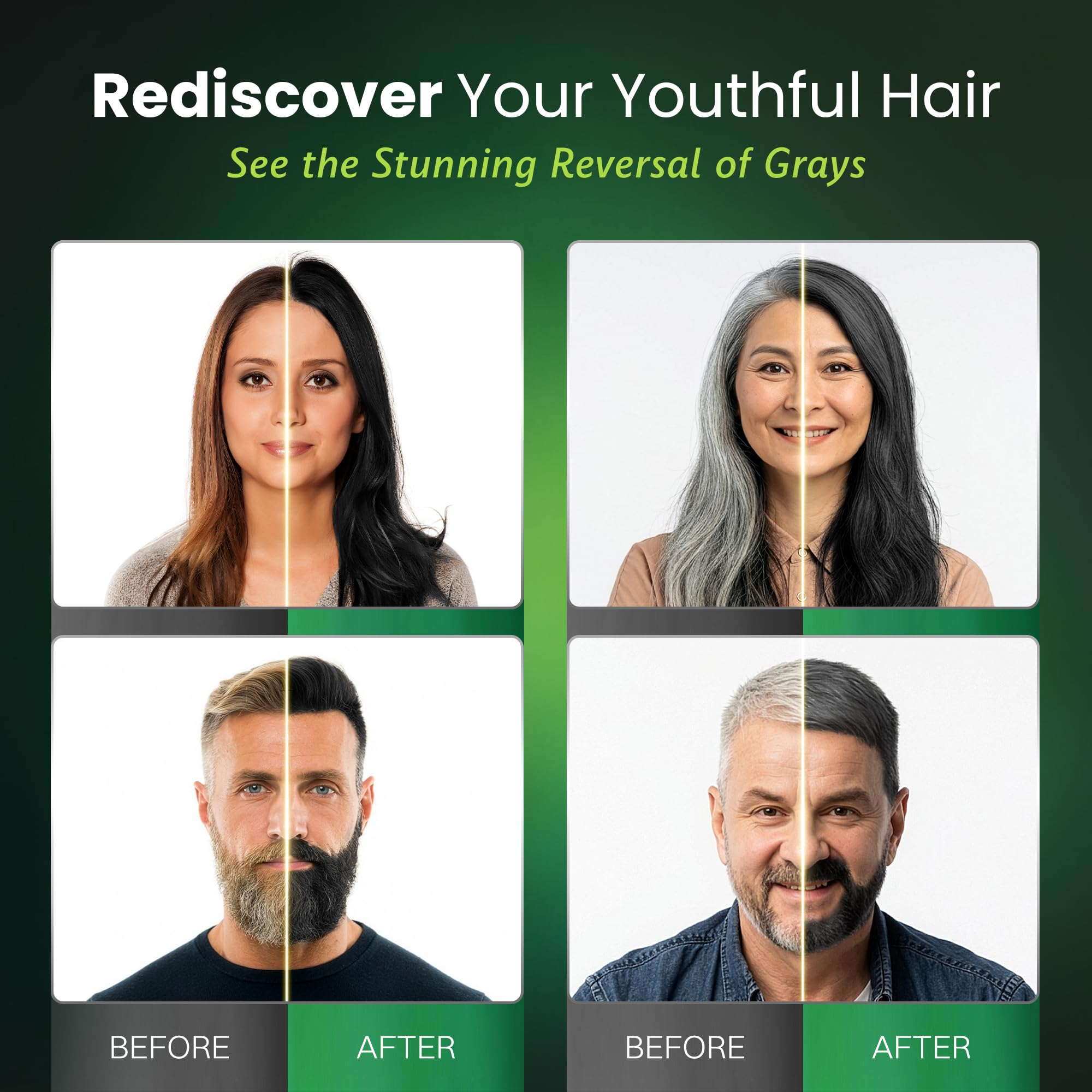 Mains appliquant le Shampoing BIOGREEN ROOTS sur cheveux secs.