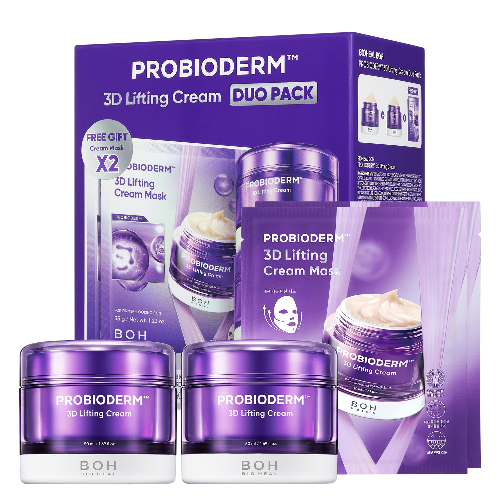 Bioheal Boh ProBioDerm crème 3D lifting pot, sensation de fermeté et amélioration de l'ovale du visage.