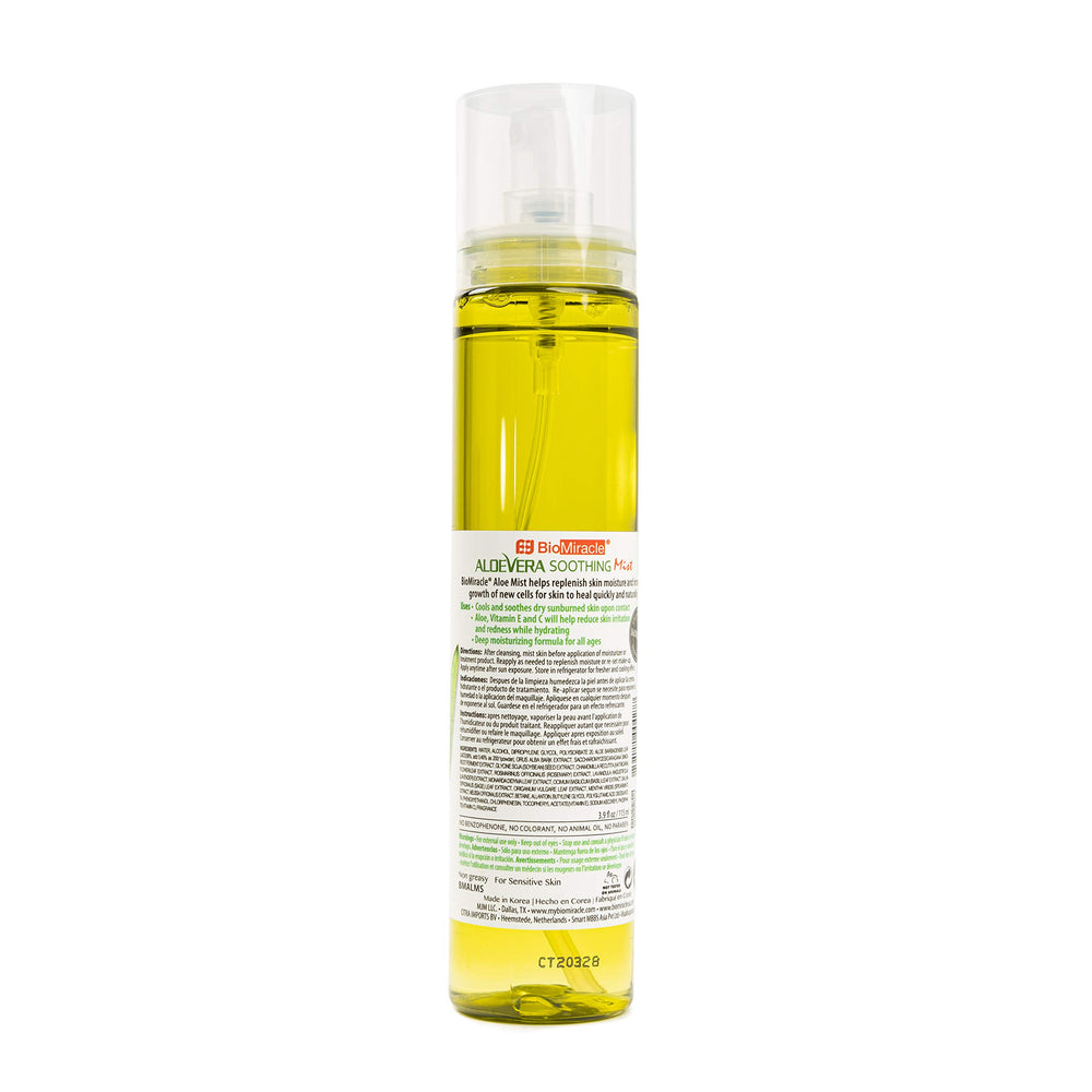 BioMiracle Aloe Vera Mist pulvérisateur facile pour brume rafraîchissante sur la peau.