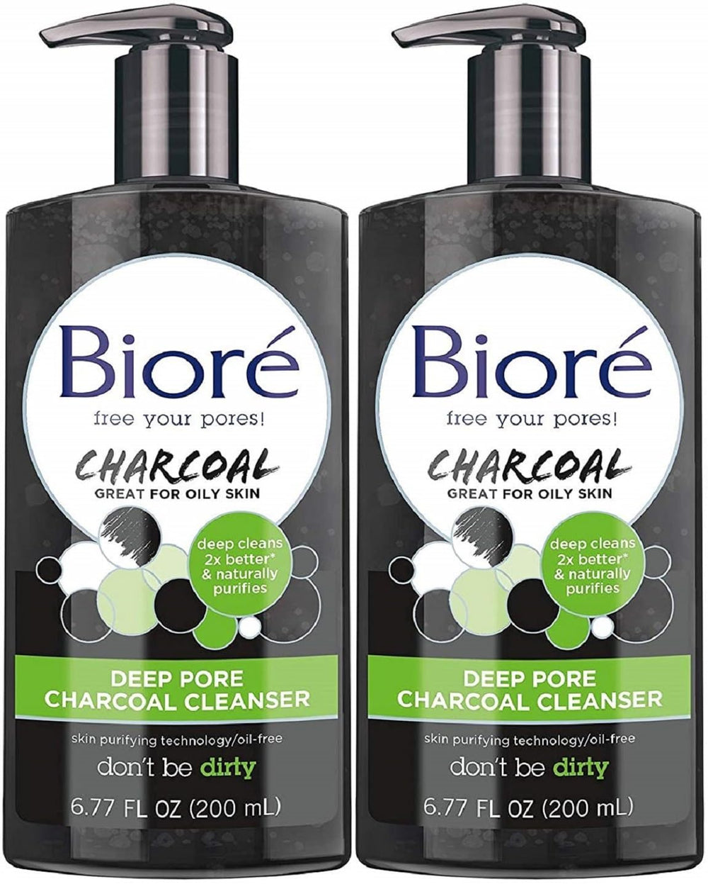 Bioré Nettoyant charbon pour pores profonds – bouteille purifiante et impuretés absorbées.