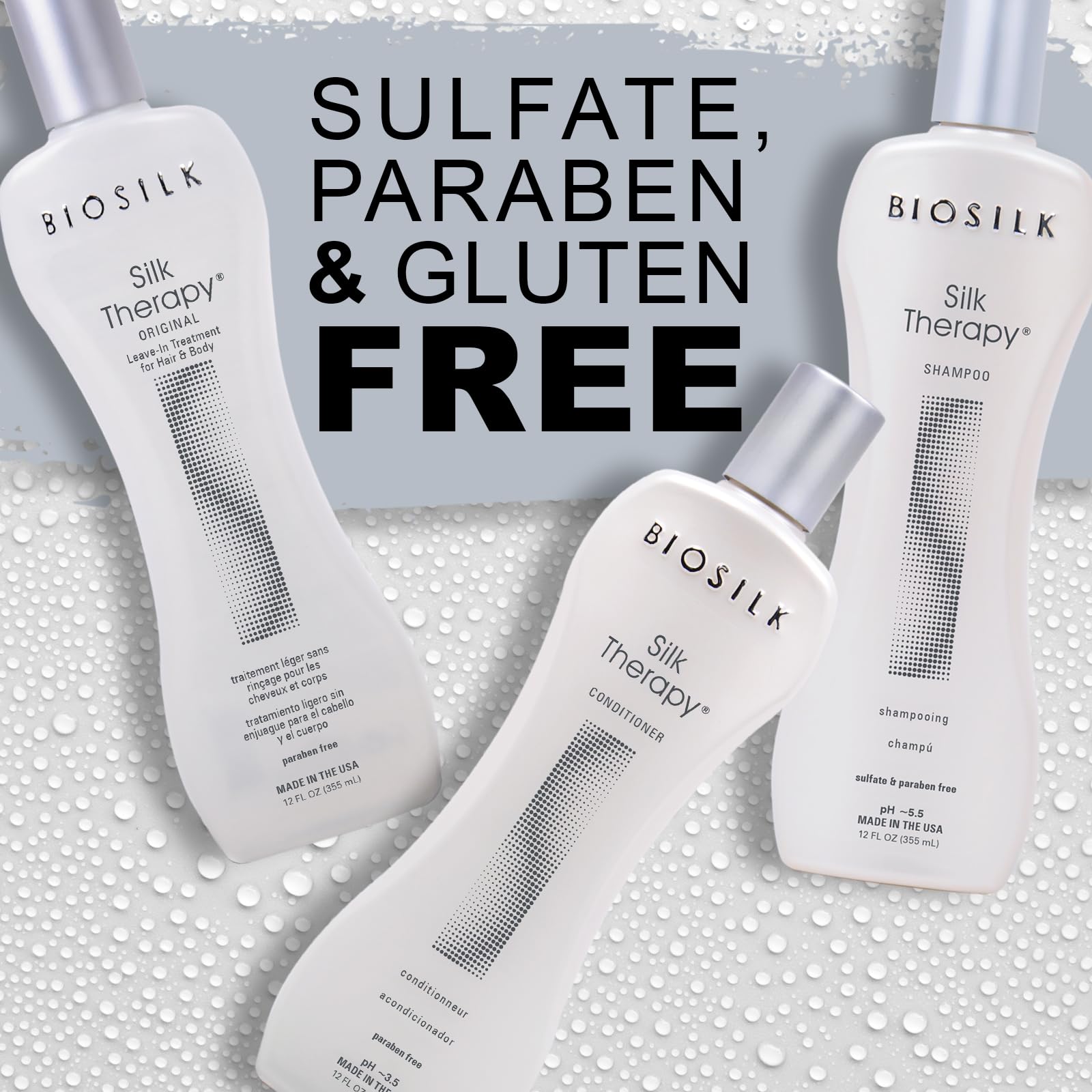 Cheveux brillants après utilisation du kit BioSilk, toucher soyeux et léger.