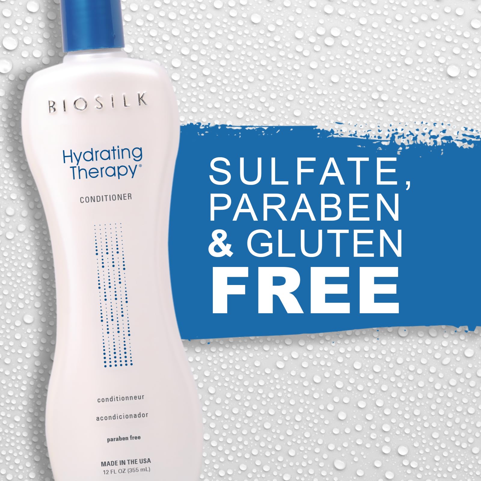 Texture soyeuse du soin BioSilk pour cheveux doux et brillants.