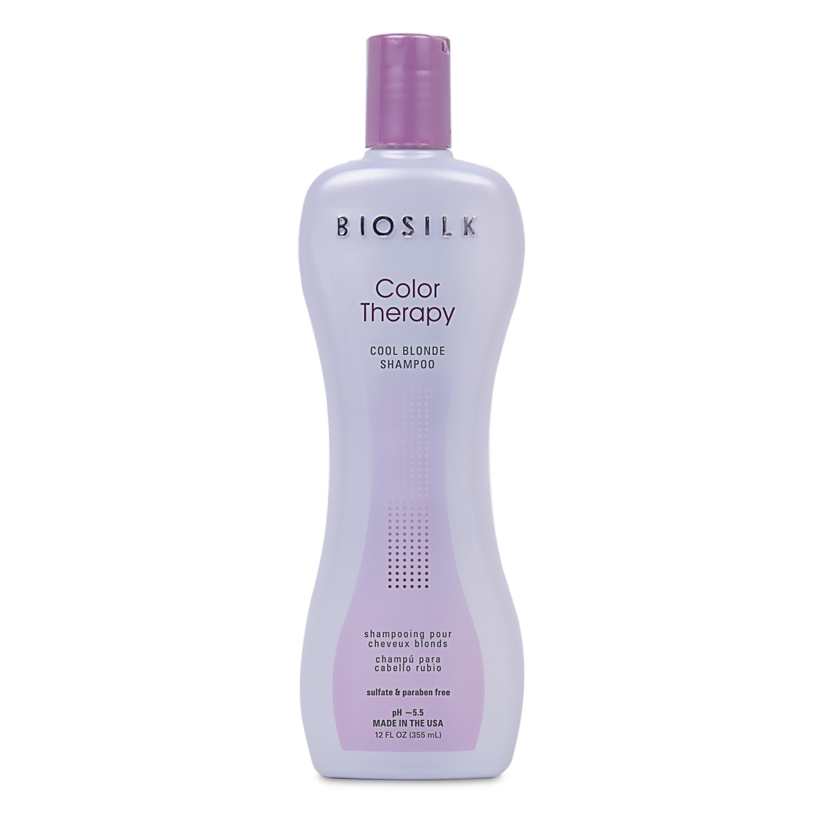 BioSilk Color Therapy Cool Blonde, flacon du shampoing protégeant la couleur et réduisant les reflets jaunes