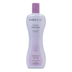 BioSilk Color Therapy Cool Blonde, flacon du shampoing protégeant la couleur et réduisant les reflets jaunes