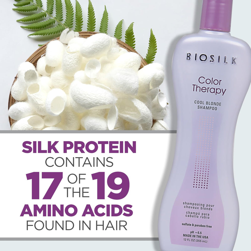 Neutralisation des teintes jaunies des cheveux gris et blancs avec BioSilk Color Therapy Cool Blonde