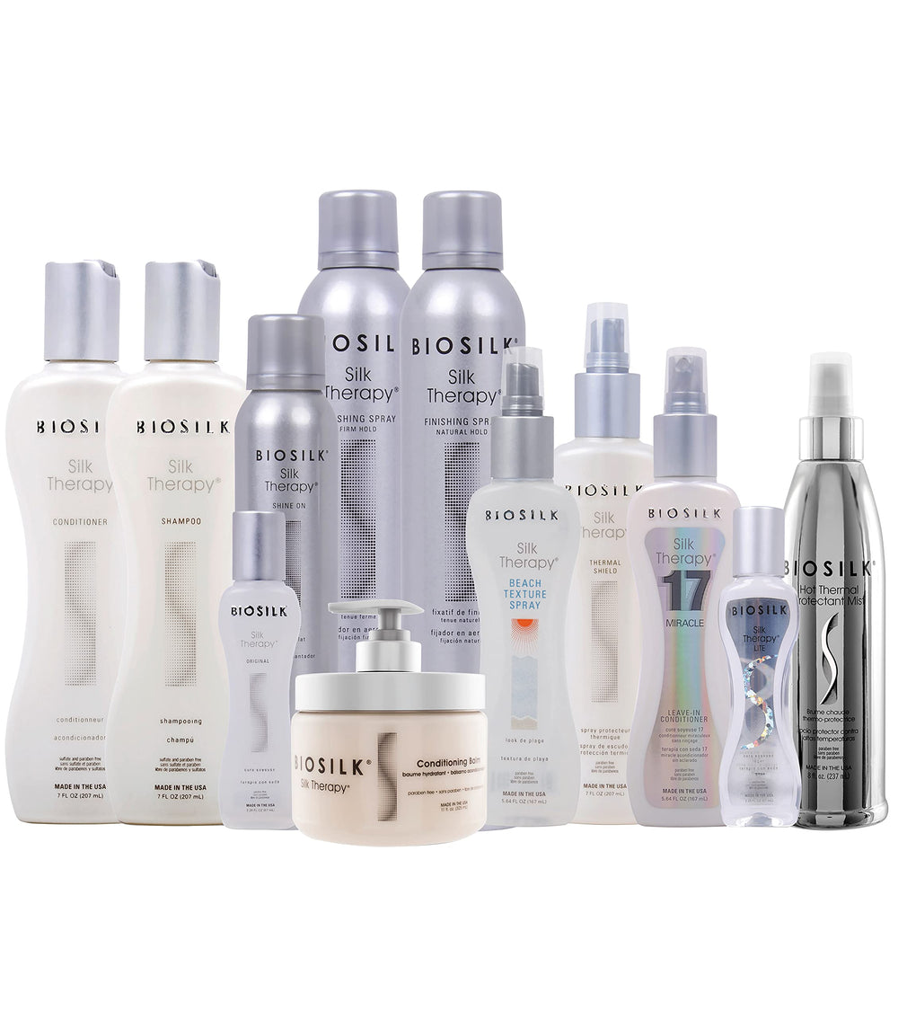 BioSilk Conditionneur application cheveux, texture soyeuse et coiffage facilité.