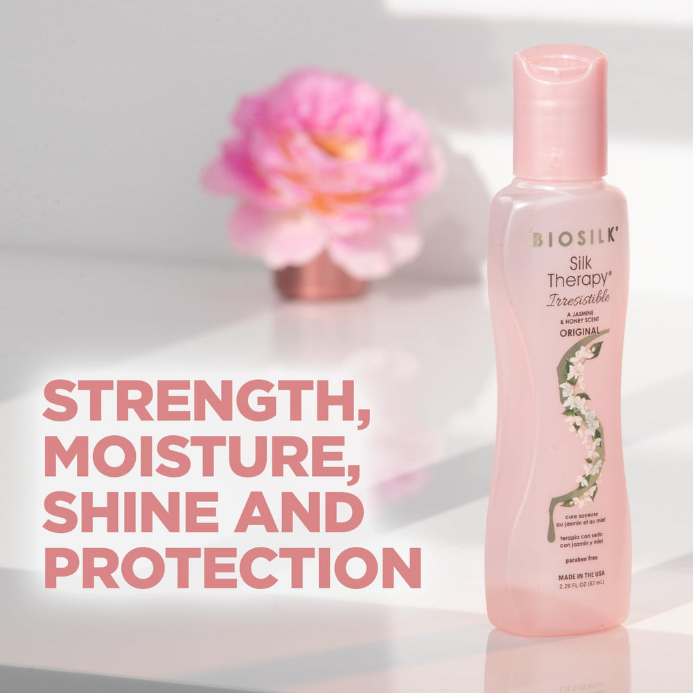 BioSilk Silk Therapy Irresistible – application facile sur cheveux humides.