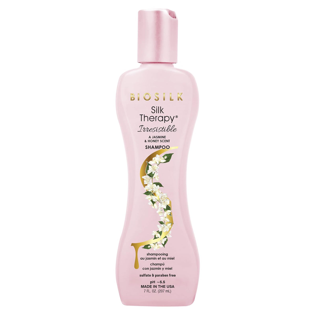 BioSilk Irresistible Shampoing : vue de la bouteille, nettoyage en douceur et brillance.