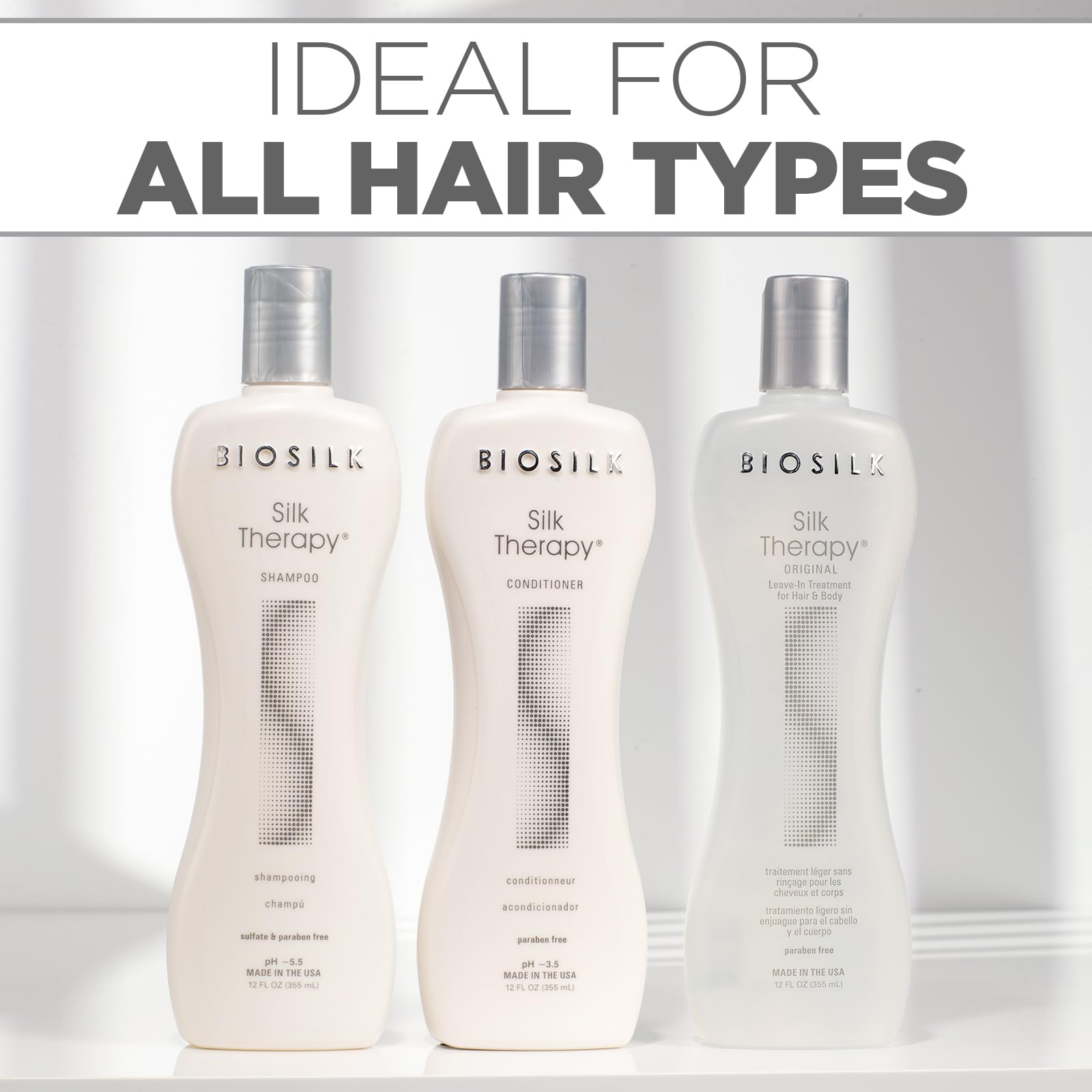 Ensemble BioSilk Silk Therapy en kit, soin capillaire complet pour brillance.