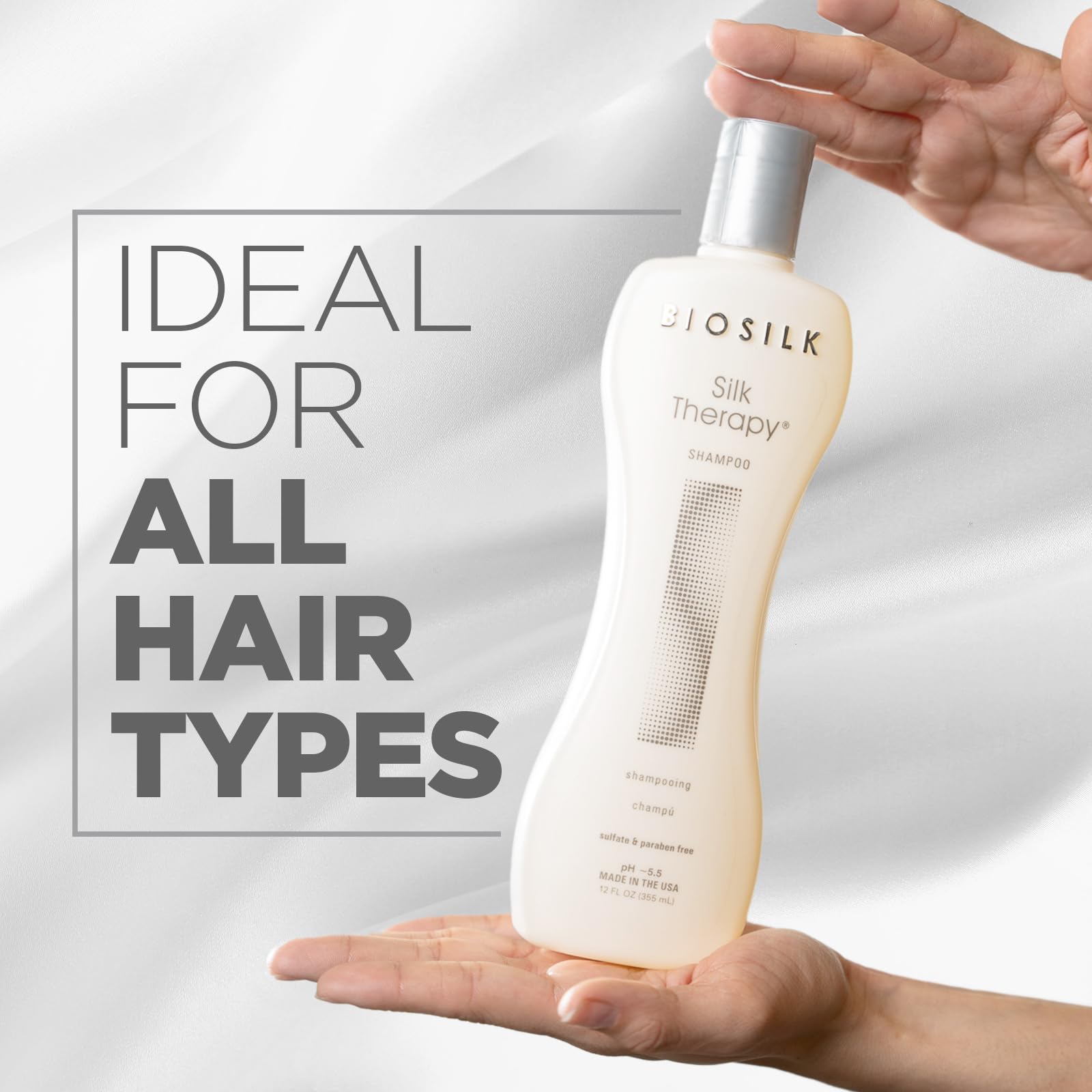 BioSilk Shampoing Thérapie Soie — aperçu avant/après, cheveux plus brillants et soyeux