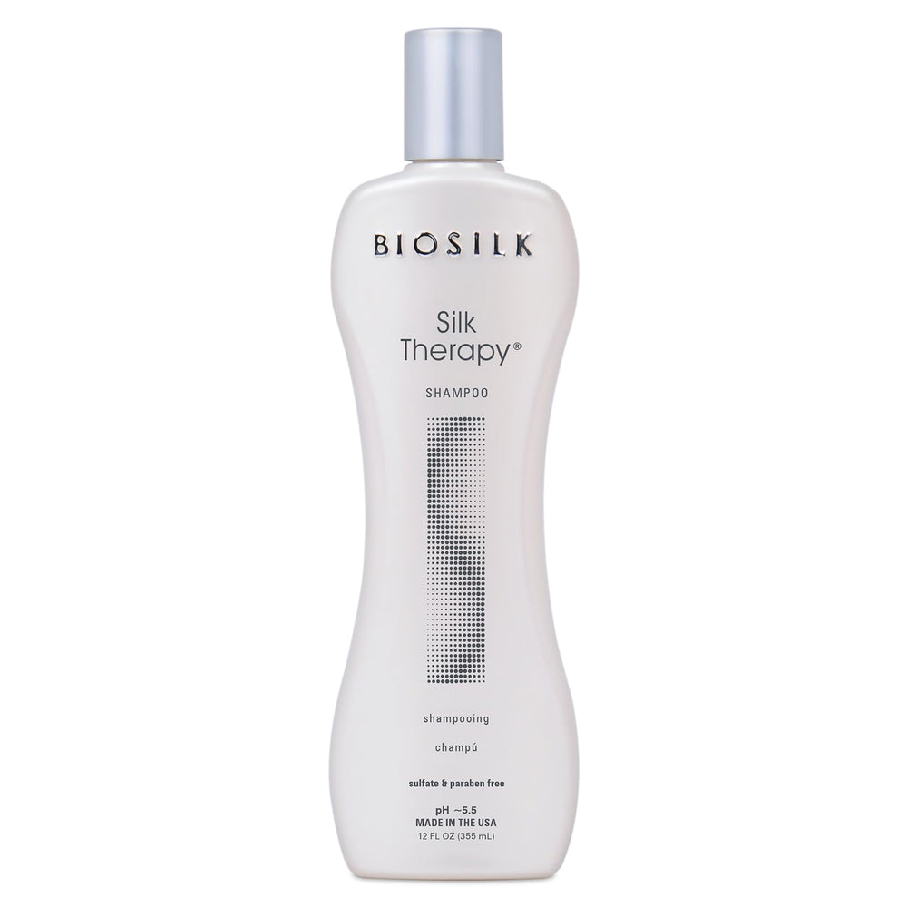 BioSilk Shampoing Thérapie Soie — bouteille, lavage doux qui rend les cheveux souples et brillants