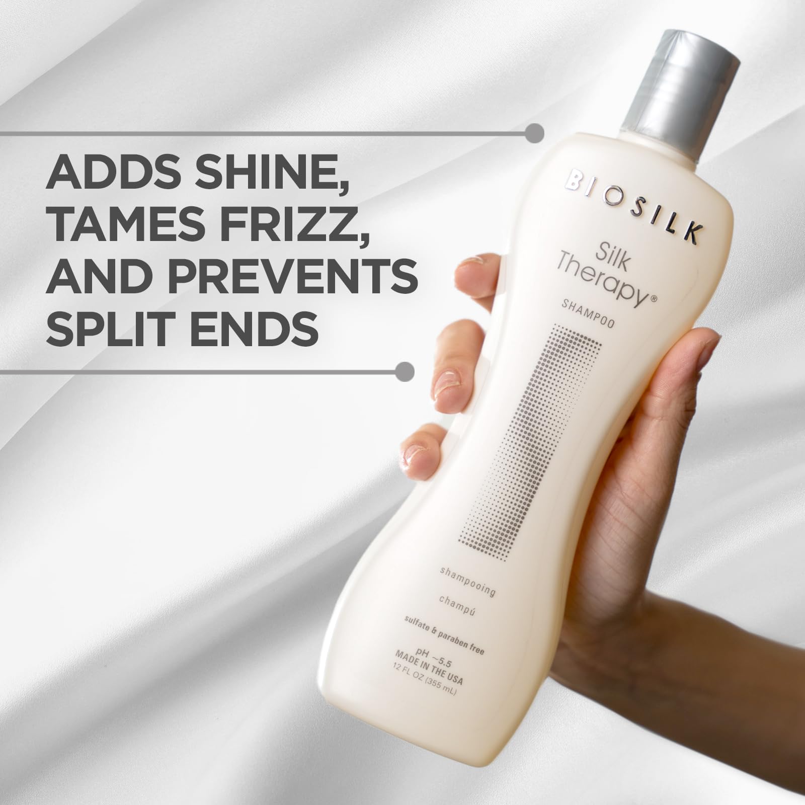 BioSilk Shampoing Thérapie Soie — sans sulfates, formule légère pour cheveux propres