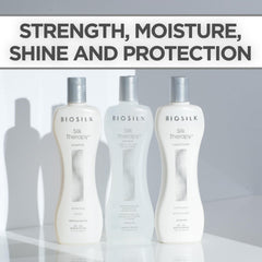 BioSilk Silk Therapy Conditioner : flacon, nourrissant léger et démêlage facilité.