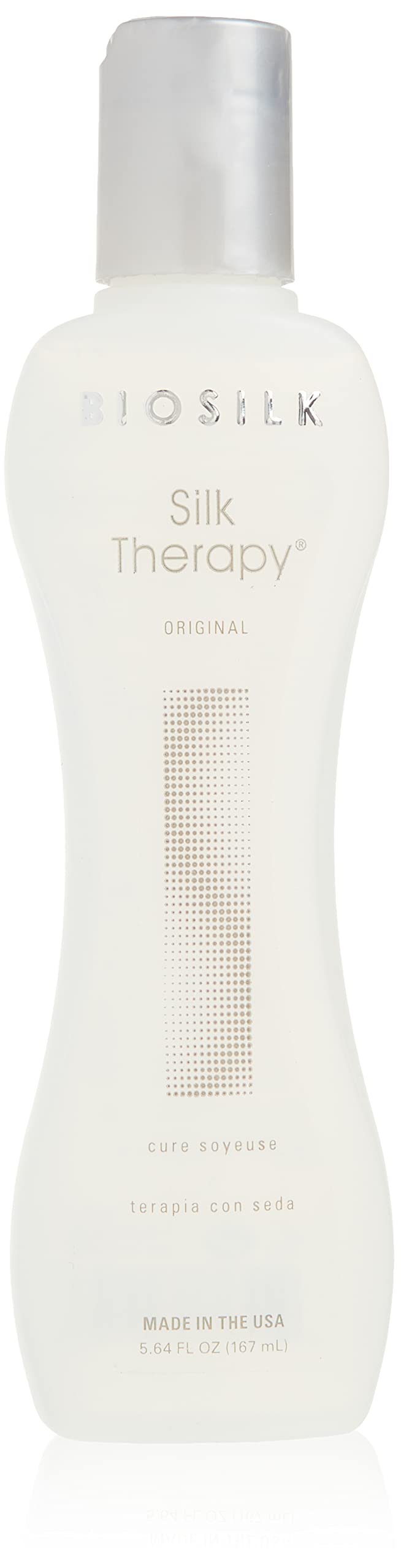 BioSilk Silk Therapy Cure bottle ready for application on hair.