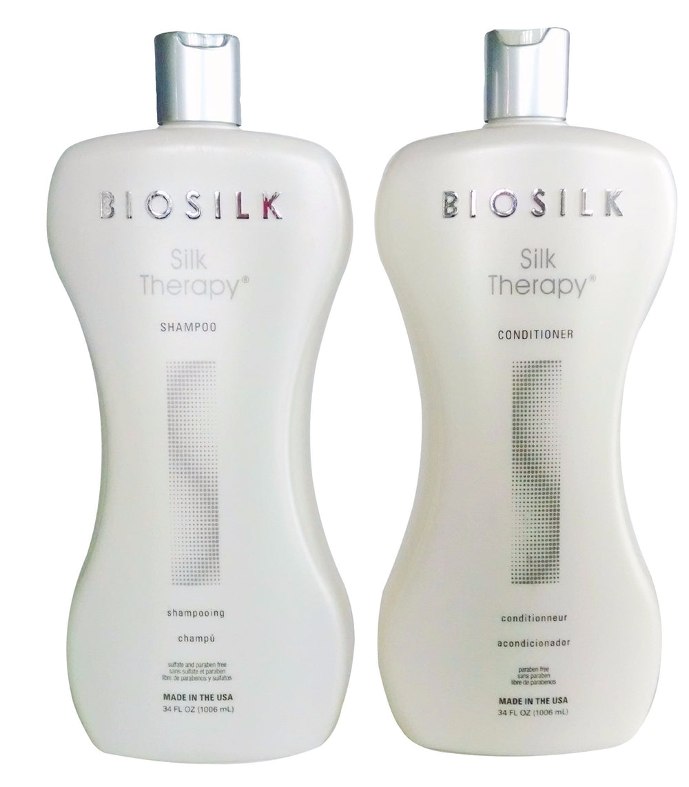 BioSilk Silk Therapy Duo: shampoing et après-shampoing, texture soyeuse et démêlage facilité pour cheveux doux.