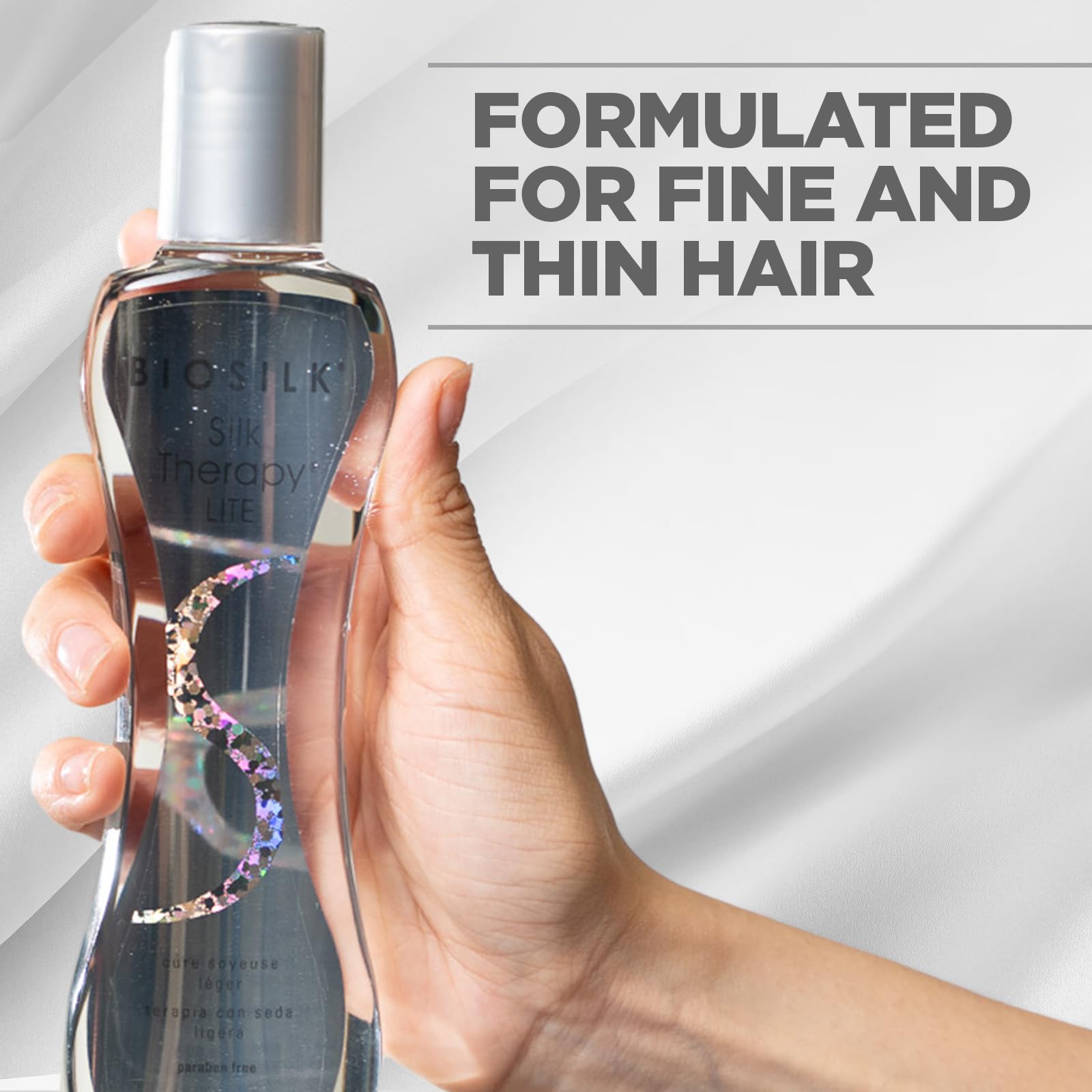 BioSilk Silk Therapy Lite: application sur cheveux pour lisser les longueurs.