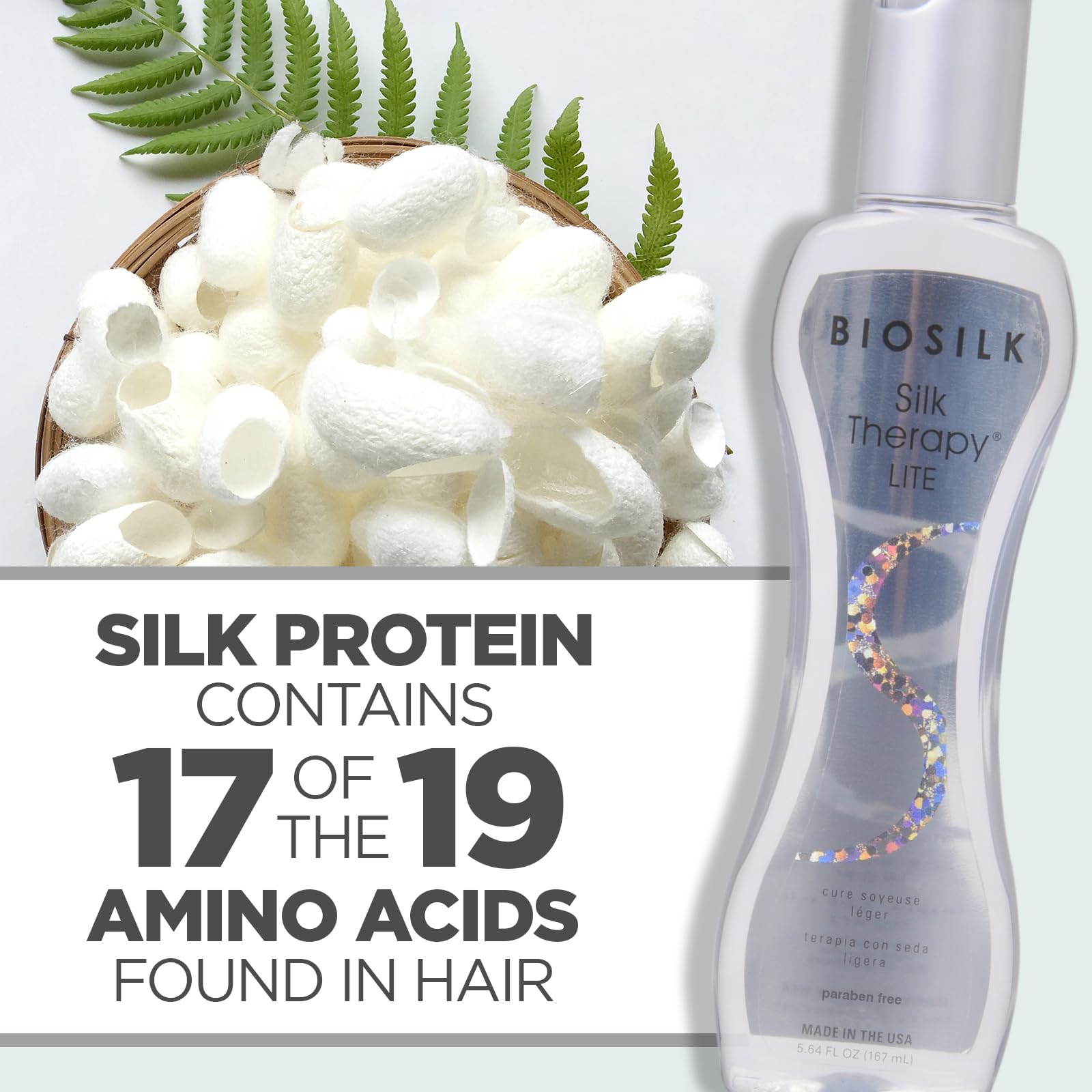 BioSilk Silk Therapy Lite — flacon pratique pour routine capillaire.