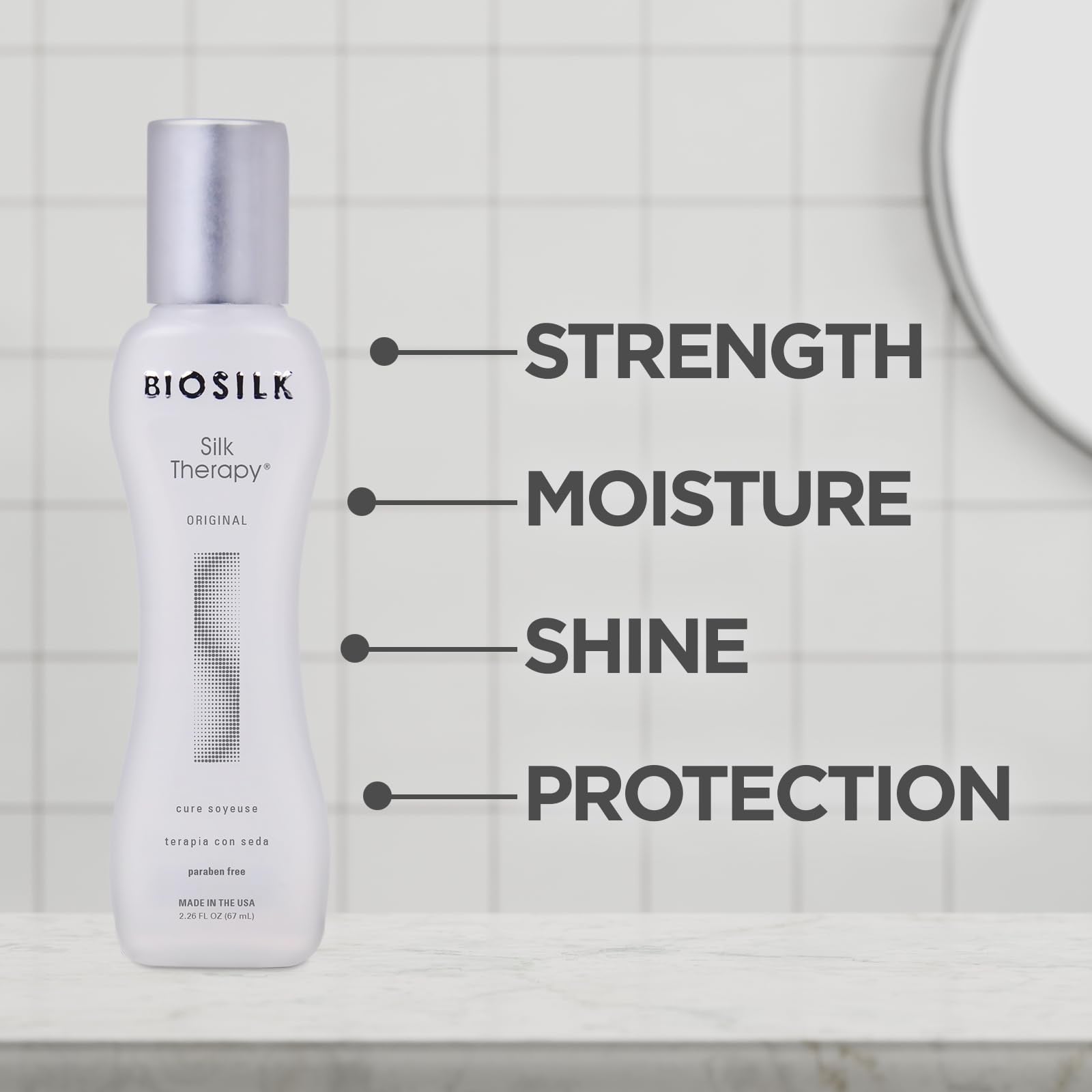 BioSilk Silk Therapy Original – cheveux humides, application rapide pour réparer et protéger.