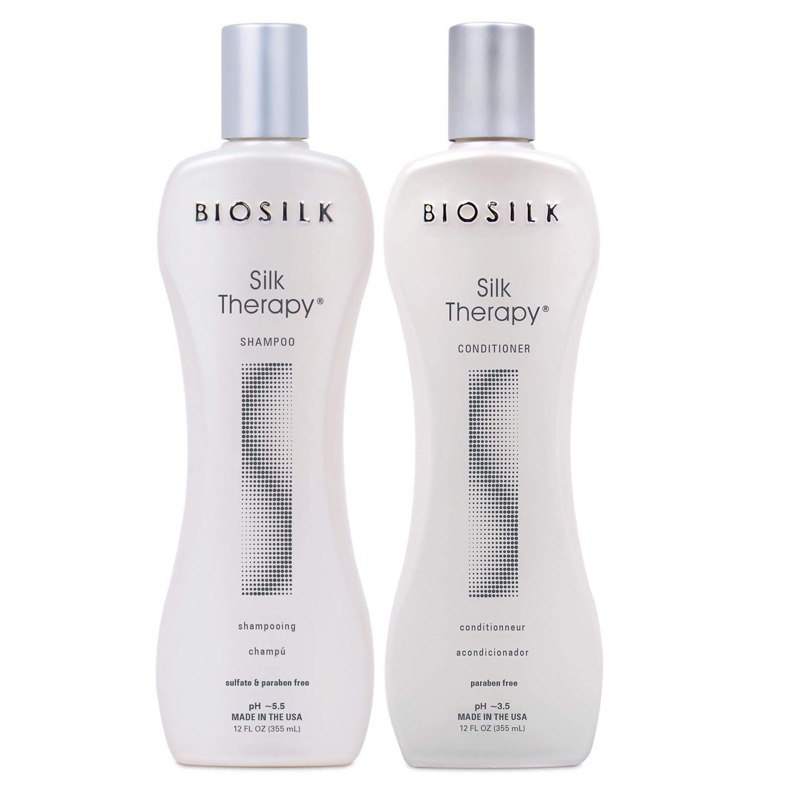 BioSilk Silk Therapy Shampoing: bouteille élégante, nettoyage en douceur et brillance naturelle.