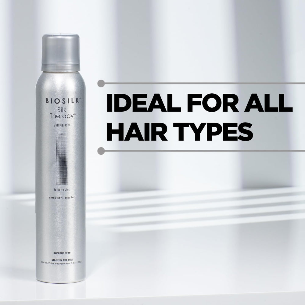 BioSilk Silk Therapy Shine On, texture-silky visible donnant un toucher doux.
