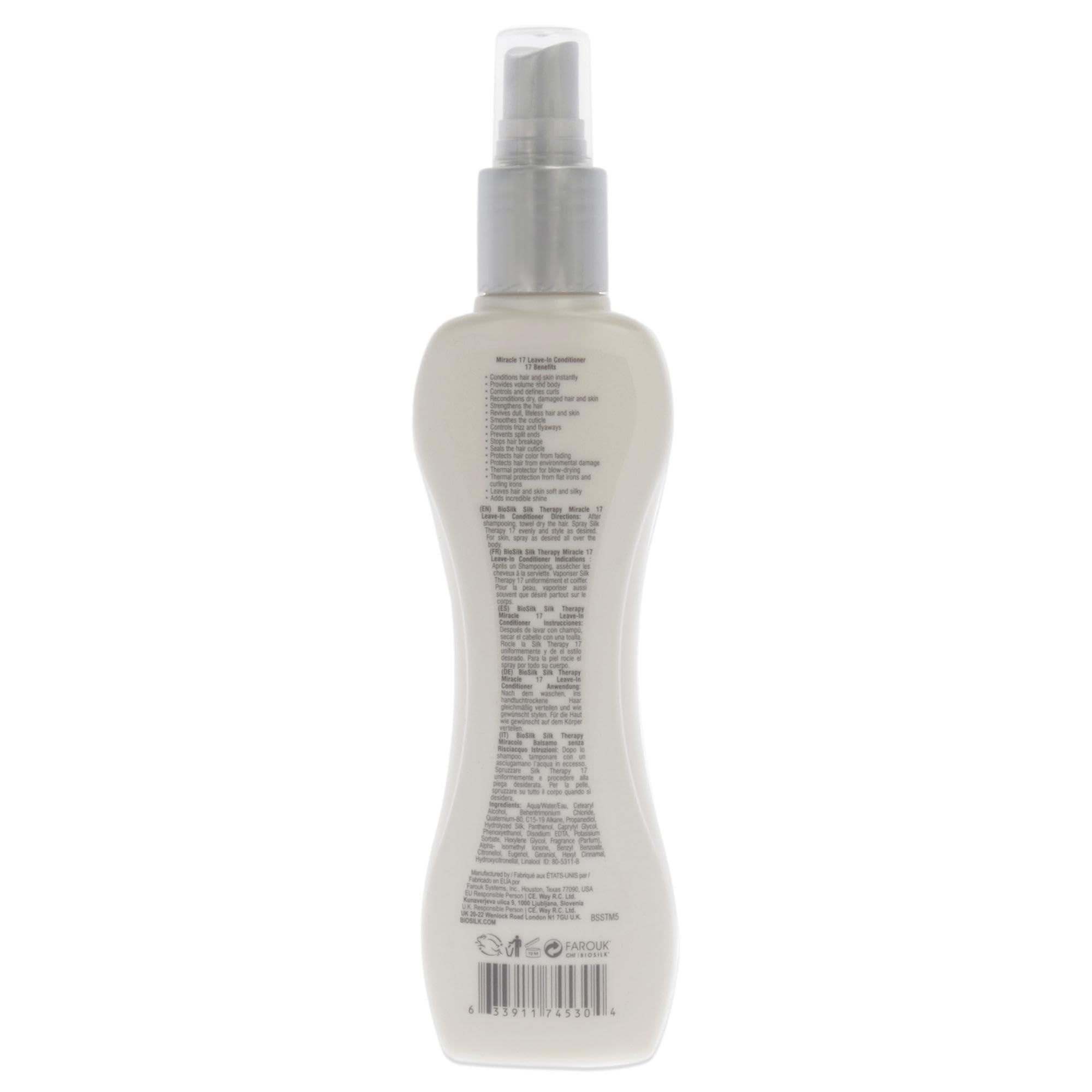 BioSilk Silk Therapy 17, etiquette visible montrant le soin capillaire.