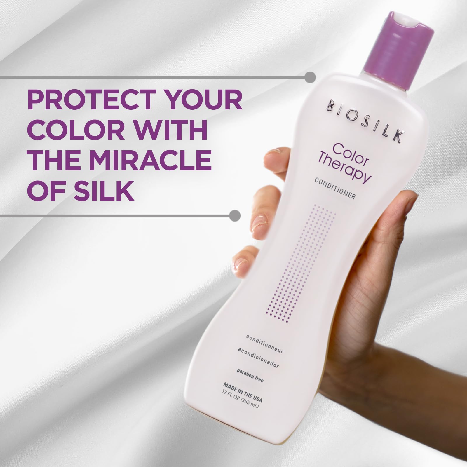BioSilk Thérapie Couleur Conditionneur – application facile sur cheveux humides pour nourrir.
