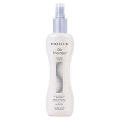 BioSilk Silk Therapy sur la bouteille, protection thermique pour cheveux.
