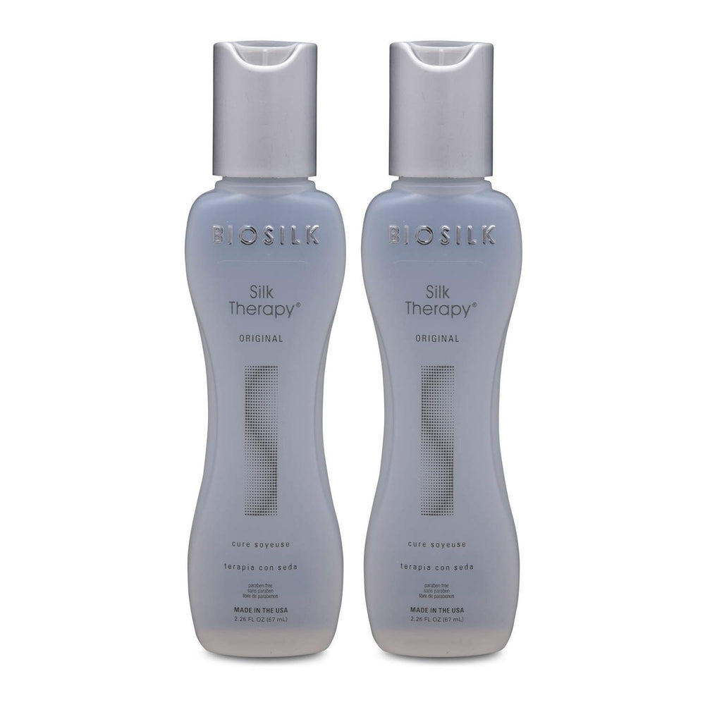 BioSilk – bouteille traitement réparateur à base de soie, texture légère et nourrissante.